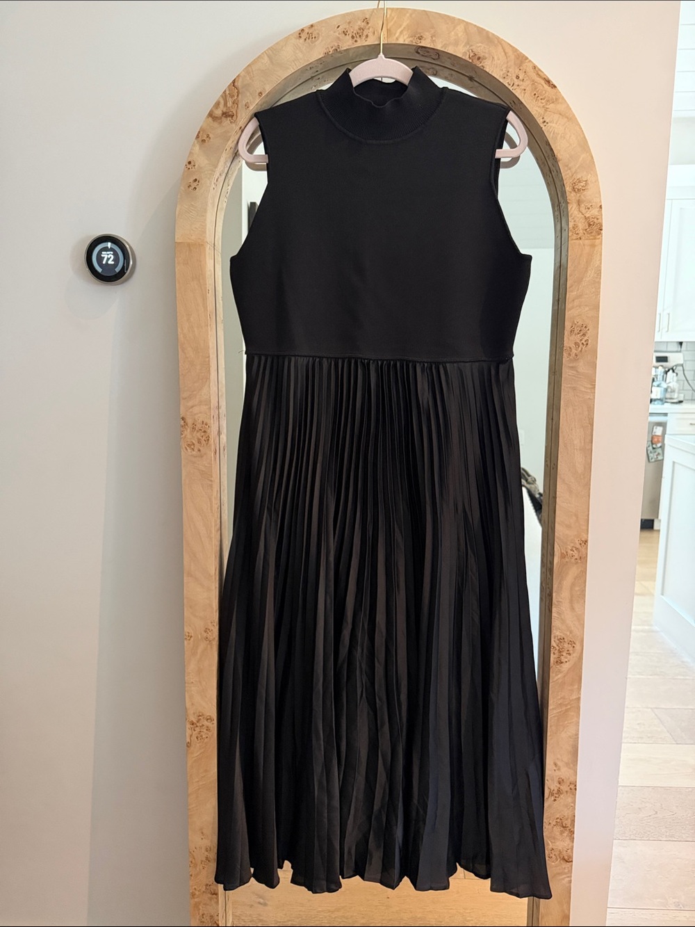Halogen Black Sleeveless mock turtleneck knit Pleated Midi Maxi dress Nordstrom